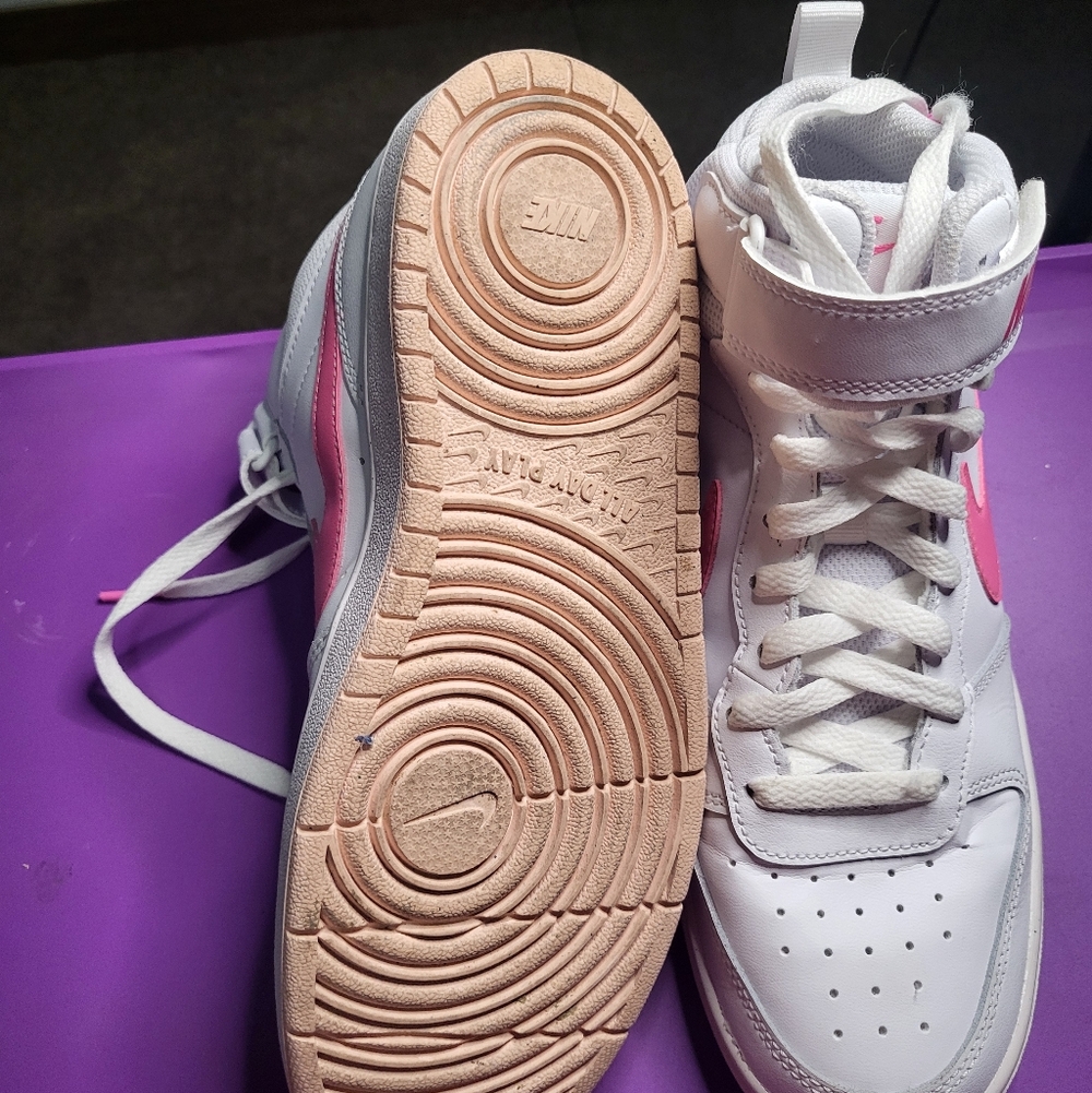 White and Pink Women's High-Top Sneakers